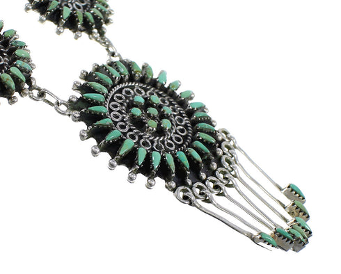 Southwest Sterling Silver Turquoise Needlepoint Necklace And Earring Set EX54062